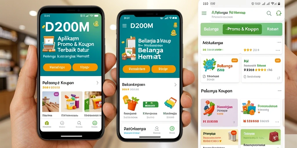 Tampilan antarmuka D200M yang memudahkan pencarian kupon dan promo.