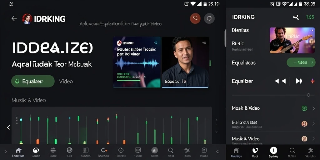 Antarmuka aplikasi Equalizer IDRKING yang modern dan menarik.