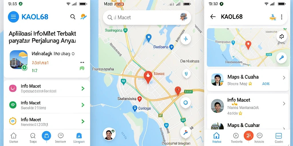 Antarmuka KAOL68 menampilkan informasi kemacetan secara real-time.