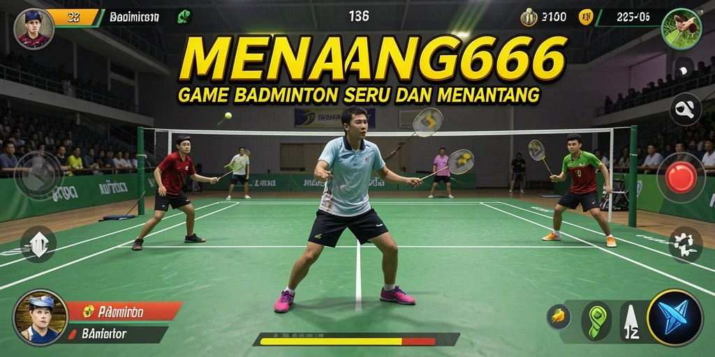 Antarmuka permainan MENANG666 dengan aksi badminton yang menarik.