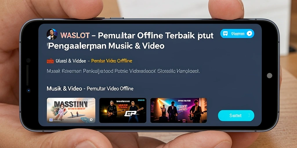 Tampilan antarmuka aplikasi Pemutar Video Offline WASLOT yang user-friendly.